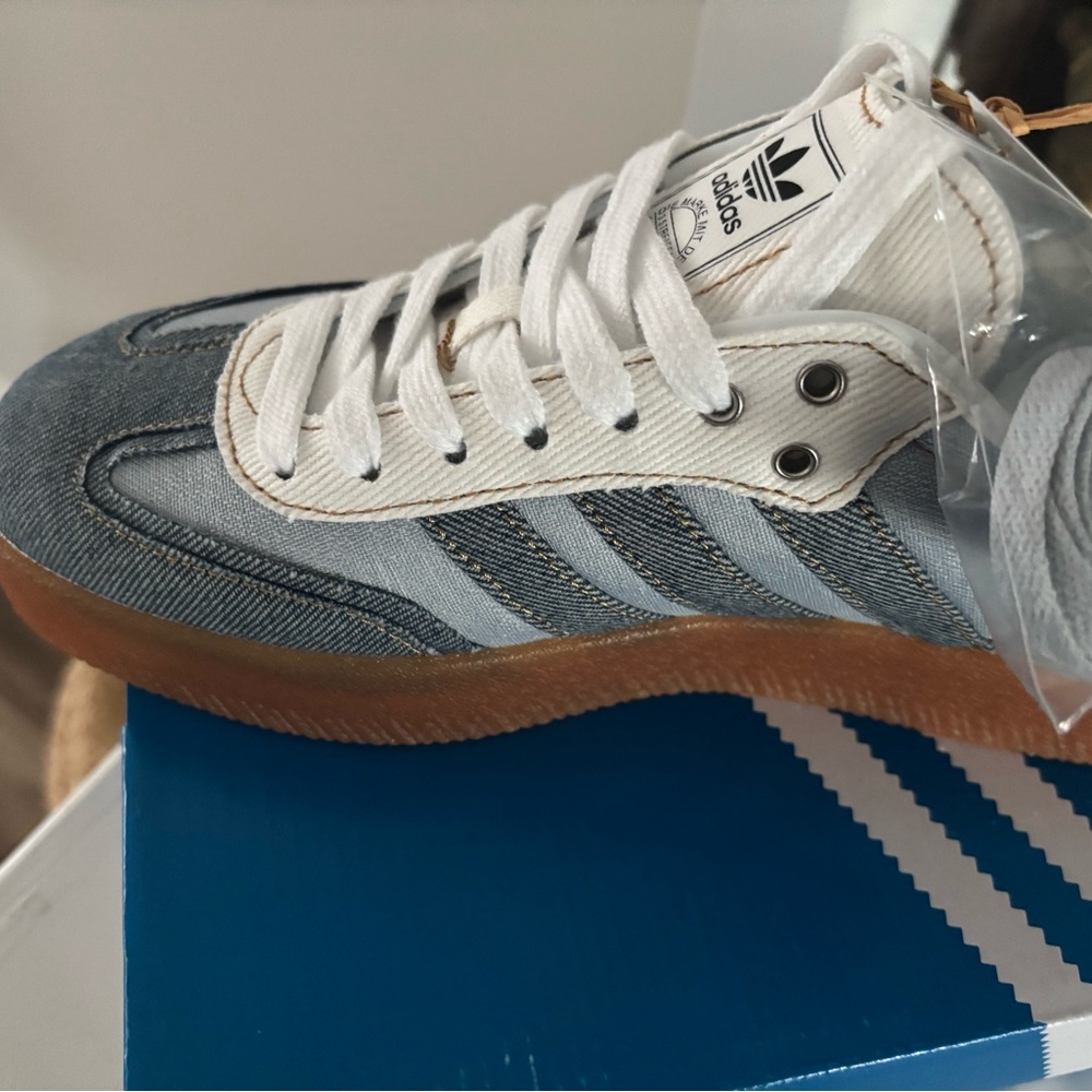 Adidas Men's Denim Blue and White Sneakers - Picture 4 of 5